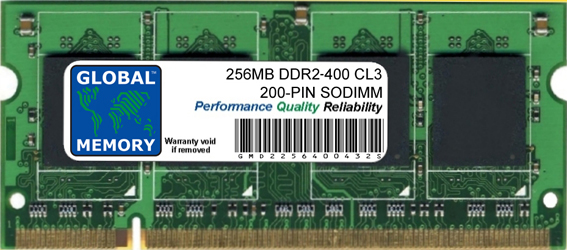 256MB DDR2 400MHz PC2-3200 200-PIN SODIMM MEMORY RAM FOR LAPTOPS/NOTEBOOKS
